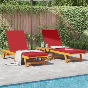 Berkfield Home Sun Loungers 2 pcs with Wheels & Cushion Solid Wood Acacia in Brown Brown Berkfield Home Sun Loungers 2 pcs with Wheels & Cushion Solid Wood Acacia in Brown Brown