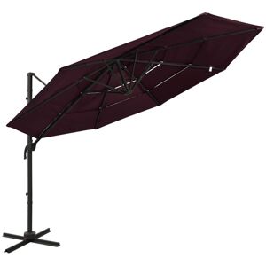 Berkfield Home 4-Tier Parasol with Aluminium Pole Bordeaux Red 3x3 m Red Berkfield Home 4-Tier Parasol with Aluminium Pole Bordeaux Red 3x3 m Red