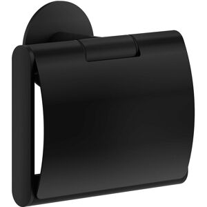 Smedbo UK Black Stainless Steel Toilet Roll Holder with Lid Cover Adhesive Mount Black Smedbo UK Black Stainless Steel Toilet Roll Holder with Lid Cover Adhesive Mount Black