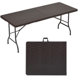 Hygrad Built to Survive 6ft Folding Outdoor Rattan Trestle Table in Brown Brown Hygrad Built to Survive 6ft Folding Outdoor Rattan Trestle Table in Brown Brown