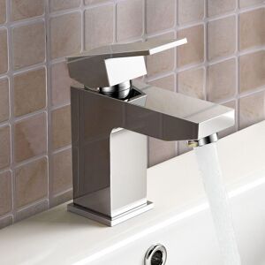 Nes Home Aldo Modern Bathroom Chrome Deck Mounted Solid Brass Basin Mixer Tap in Silver Silver Nes Home Aldo Modern Bathroom Chrome Deck Mounted Solid Brass Basin Mixer Tap in Silver Silver