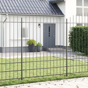 Berkfield Home Fence Panel with Spike Arch Set of 6 Grey Powder-Coated Steel Grey Berkfield Home Fence Panel with Spike Arch Set of 6 Grey Powder-Coated Steel Grey