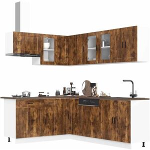 Berkfield Home 11 Piece Kitchen Cabinet Set Porto Smoked Oak Engineered Wood in Brown Brown Berkfield Home 11 Piece Kitchen Cabinet Set Porto Smoked Oak Engineered Wood in Brown Brown