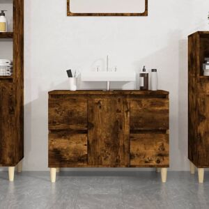 Berkfield Home Sink Cabinet Smoked Oak 80x33x60 cm Engineered Wood in Brown Size: 80 x 33 x 60 cm Brown 80 x 33 x 60 cm Berkfield Home Sink Cabinet Smoked Oak 80x33x60 cm Engineered Wood in Brown Size: 80 x 33 x 60 cm Brown 80 x 33 x 60 cm