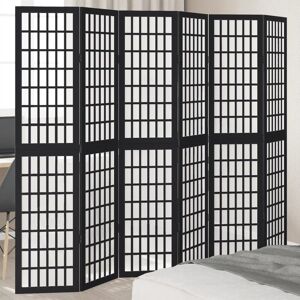 Berkfield Home Room Divider 6 Panels Black Solid Wood Paulownia Black Berkfield Home Room Divider 6 Panels Black Solid Wood Paulownia Black