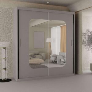 Sliding Wardrobes 4U Merikan Sliding Double Mirror Door Wardrobe 203cm X 217cm in Grey Size: 203 cm X 217 cm Grey 203 cm X 217 cm Sliding Wardrobes 4U Merikan Sliding Double Mirror Door Wardrobe 203cm X 217cm in Grey Size: 203 cm X 217 cm Grey 203 cm X 217 cm