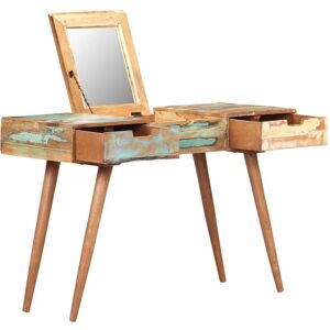 Berkfield Home Dressing Table with Mirror 112x45x76 cm Solid Reclaimed Wood in Brown Size: 112 x 45 x 76 cm Brown 112 x 45 x 76 cm Berkfield Home Dressing Table with Mirror 112x45x76 cm Solid Reclaimed Wood in Brown Size: 112 x 45 x 76 cm Brown 112 x 45 x 76 cm