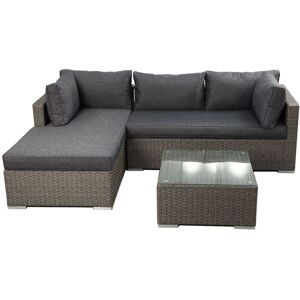 FURNITURE ONE Rattan Garden Corner Sofa Set, 3 Piece L-Shaped Corner Sofa, Tempered Glass Table - Fully Assembled in Light Grey Light Grey FURNITURE ONE Rattan Garden Corner Sofa Set, 3 Piece L-Shaped Corner Sofa, Tempered Glass Table - Fully Assembled in Light Grey Light Grey