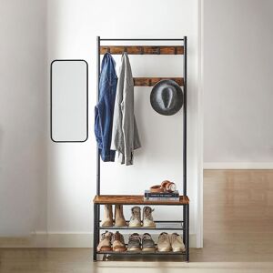 VASAGLE Hallway Coat Rack with Bench Shoe Rack & Metal Frame in Dark Brown Dark Brown VASAGLE Hallway Coat Rack with Bench Shoe Rack & Metal Frame in Dark Brown Dark Brown