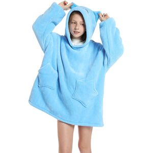 Leaper Oversized Kids Blanket Hoodie in Mid Blue Mid Blue One Size Leaper Oversized Kids Blanket Hoodie in Mid Blue Mid Blue One Size