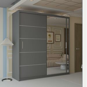 Sliding Wardrobes 4U Velson One side Mirror Sliding Door Wardrobe 180cm X 217cm in Grey Size: 180 cm X 217 cm Grey 180 cm X 217 cm Sliding Wardrobes 4U Velson One side Mirror Sliding Door Wardrobe 180cm X 217cm in Grey Size: 180 cm X 217 cm Grey 180 cm X 217 cm