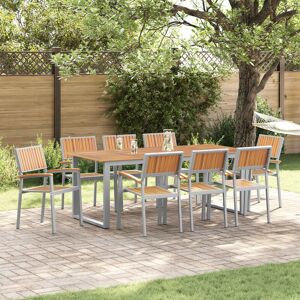 Berkfield Home Stacking Garden Chairs 8 pcs Grey Steel & Solid Wood Acacia Grey Berkfield Home Stacking Garden Chairs 8 pcs Grey Steel & Solid Wood Acacia Grey