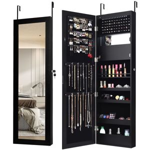 Costway Wall/Door Mounted Jewelry Armoire Organizer Full-length Mirror Storage Cabinet in Black Black Costway Wall/Door Mounted Jewelry Armoire Organizer Full-length Mirror Storage Cabinet in Black Black