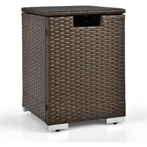 Costway 2-in-1 Rattan Hideaway Propane Gas Tank Table Patio Propane Gas Tank Cover in Brown Brown Costway 2-in-1 Rattan Hideaway Propane Gas Tank Table Patio Propane Gas Tank Cover in Brown Brown
