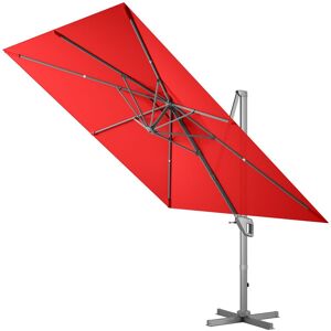 Costway 10FT Patio Cantilever Umbrella Aluminum Outdoor Hanging Square Umbrella Offset Market Umbrella in Red Red Costway 10FT Patio Cantilever Umbrella Aluminum Outdoor Hanging Square Umbrella Offset Market Umbrella in Red Red