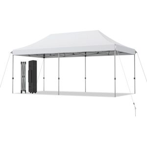 Costway 3 x 6m Folding Tent Canopy Adjustable Height Shelter Outdoor Wheeled Storage Bag in White White Costway 3 x 6m Folding Tent Canopy Adjustable Height Shelter Outdoor Wheeled Storage Bag in White White