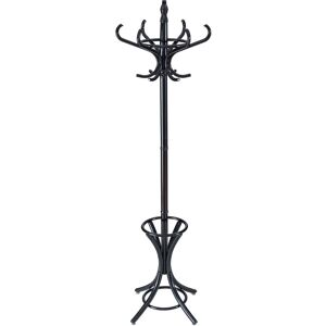 Costway Floor Standing Coat Jacket Stand Solid Wood Hanger with Umbrella Rack in Black Black Costway Floor Standing Coat Jacket Stand Solid Wood Hanger with Umbrella Rack in Black Black