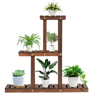 Costway Solid Wood Plant Stand 3-Tier Plant Pot Holder for Indoor & Outdoor in Brown Brown Costway Solid Wood Plant Stand 3-Tier Plant Pot Holder for Indoor & Outdoor in Brown Brown