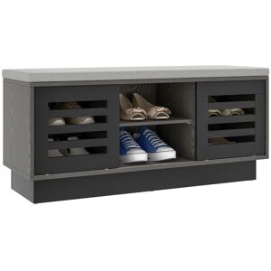 Costway Shoe Rack Storage Bench Organizer W/Cushion Adjustable Shelf Slide Door Grey Grey Costway Shoe Rack Storage Bench Organizer W/Cushion Adjustable Shelf Slide Door Grey Grey