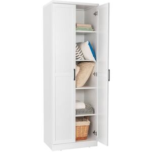 Costway Freestanding Tall Storage Cabinet Utility 2-Door Cabinet Storage Organizer in White White Costway Freestanding Tall Storage Cabinet Utility 2-Door Cabinet Storage Organizer in White White