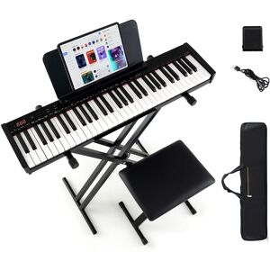 Costway 61-Key Portable Electronic Keyboard Piano w/ Stand & Stool in Black Black Costway 61-Key Portable Electronic Keyboard Piano w/ Stand & Stool in Black Black