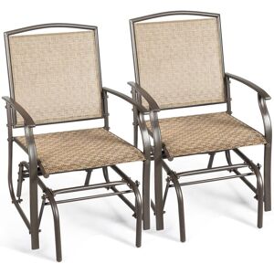 Costway 2PCS Rocking Chair Garden Glider Chair Curved Armchair Swing Chair Ergonomic in Brown Brown Costway 2PCS Rocking Chair Garden Glider Chair Curved Armchair Swing Chair Ergonomic in Brown Brown