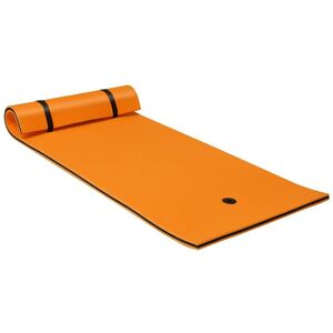 Costway 3 Layer Floating Water Mat Swimming Pool Float Pad with Rolling Pillow Foam Pad in Orange Orange Costway 3 Layer Floating Water Mat Swimming Pool Float Pad with Rolling Pillow Foam Pad in Orange Orange