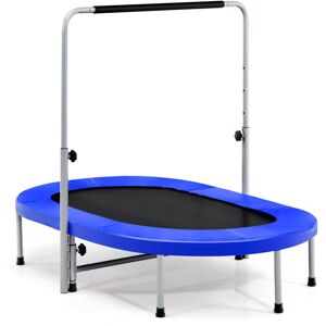 Costway Double Foldable Jumping Fitness Kids Trampoline Rebounder w/ Adjustable Handrail in Blue Blue Costway Double Foldable Jumping Fitness Kids Trampoline Rebounder w/ Adjustable Handrail in Blue Blue