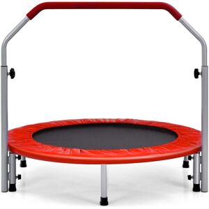Costway Foldable Jumping Fitness Trampoline Exercise Rebounder 4-Level Adjustable Handle in Red Red Costway Foldable Jumping Fitness Trampoline Exercise Rebounder 4-Level Adjustable Handle in Red Red