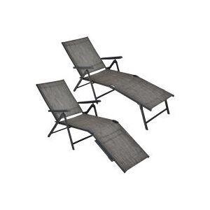 Costway 2Pcs Patio Foldable Chaise Lounge Chair Outdoor Portable Reclining Chair in Grey Grey Costway 2Pcs Patio Foldable Chaise Lounge Chair Outdoor Portable Reclining Chair in Grey Grey
