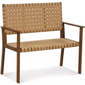 Costway Garden Loveseat Bench Patio Chair Elegent 2-Seater Conversation Chair PU Seat in Natural Natural Costway Garden Loveseat Bench Patio Chair Elegent 2-Seater Conversation Chair PU Seat in Natural Natural