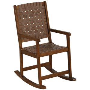 Costway Wood Rocking Chair Indoor & Outdoor Home Patio Ergonomic Rocker w/ Curved Seat in Brown Brown Costway Wood Rocking Chair Indoor & Outdoor Home Patio Ergonomic Rocker w/ Curved Seat in Brown Brown