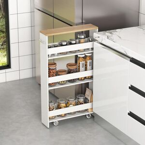 Costway 3-tier Slim Storage Cart Narrow Rolling Kitchen Serving Cart w/ Open Shelves in White White Costway 3-tier Slim Storage Cart Narrow Rolling Kitchen Serving Cart w/ Open Shelves in White White