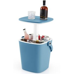 Costway 15L Outdoor Cool Bar Table Patio Cooler Side Table with Lift Top Lid in Blue Blue Costway 15L Outdoor Cool Bar Table Patio Cooler Side Table with Lift Top Lid in Blue Blue