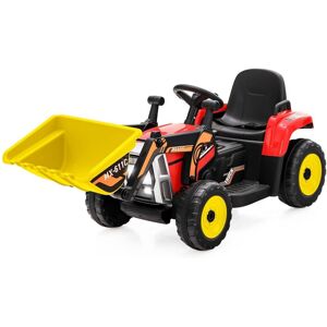 Costway Ride on Toy Excavator 12V Electric Battery Powered Loader Digger LED Light in Red Red Costway Ride on Toy Excavator 12V Electric Battery Powered Loader Digger LED Light in Red Red