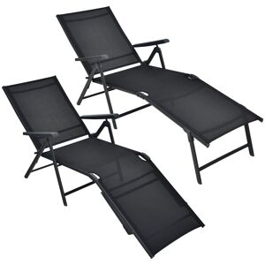 Costway 2Pcs Patio Foldable Chaise Lounge Chair Outdoor Portable Reclining Chair in Black Black Costway 2Pcs Patio Foldable Chaise Lounge Chair Outdoor Portable Reclining Chair in Black Black