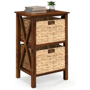 Costway 2 Tiers Nightstand Sofa Side Table X Shaped Frames 2 Drawer End Table in Dark Brown Dark Brown Costway 2 Tiers Nightstand Sofa Side Table X Shaped Frames 2 Drawer End Table in Dark Brown Dark Brown