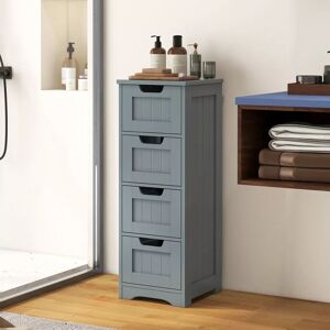 Costway Bathroom Storage Cabinet Freestanding Storage Organizer Side Table in Grey Grey Costway Bathroom Storage Cabinet Freestanding Storage Organizer Side Table in Grey Grey
