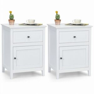 Costway Set of 2 Nightstand Modern Sofa Side Table End Table in White White Costway Set of 2 Nightstand Modern Sofa Side Table End Table in White White