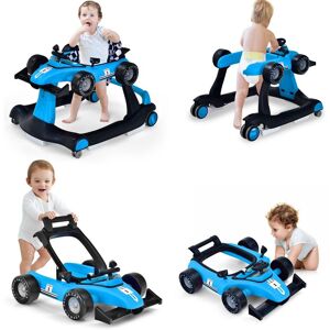 Costway 4-in-1 Baby Walker Foldable Activity Push Walker with Adjustable Height & Speed in Blue Blue Costway 4-in-1 Baby Walker Foldable Activity Push Walker with Adjustable Height & Speed in Blue Blue