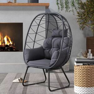 Costway PE Wicker Egg Chair Indoor Outdoor Lounge Chair Patio Basket Chair in Grey Grey Costway PE Wicker Egg Chair Indoor Outdoor Lounge Chair Patio Basket Chair in Grey Grey