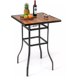 Costway Patio Bar Table 70cm Garden Outdoor Square Tabletop Bar Height Table in Black Black Costway Patio Bar Table 70cm Garden Outdoor Square Tabletop Bar Height Table in Black Black