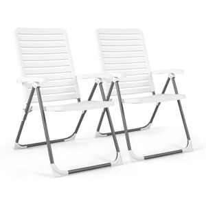Costway 2 PCS Patio Folding Chair 7-Level Adjustable Reclining Chair All-Weather in White White Costway 2 PCS Patio Folding Chair 7-Level Adjustable Reclining Chair All-Weather in White White