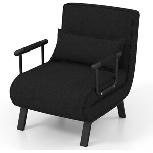 Costway Convertible Single Folding Sofa Bed Sleep Chair with 6 Positions Adjustable Backrest in Dark Grey Dark Grey Costway Convertible Single Folding Sofa Bed Sleep Chair with 6 Positions Adjustable Backrest in Dark Grey Dark Grey