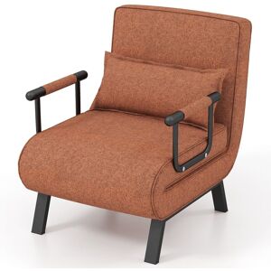 Costway Convertible Single Folding Sofa Bed Sleep Chair w/ 6 Positions Adjustable Backrest in Brown Brown Costway Convertible Single Folding Sofa Bed Sleep Chair w/ 6 Positions Adjustable Backrest in Brown Brown