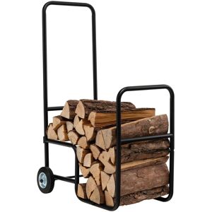 Costway Firewood Cart Rolling Log Carrier Fireplace Log Holder Durable Rubber Wheels in Black Black Costway Firewood Cart Rolling Log Carrier Fireplace Log Holder Durable Rubber Wheels in Black Black
