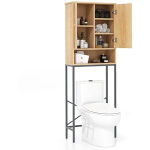Costway 175 cm Freestanding Toilet Cabinet Over The Toilet Storage Cabinet with Rattan Doors in Natural Natural Costway 175 cm Freestanding Toilet Cabinet Over The Toilet Storage Cabinet with Rattan Doors in Natural Natural