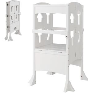 Costway Kitchen Step Stool Height Adjustable Folding Toddler Kitchen Wooden Helper in White White Costway Kitchen Step Stool Height Adjustable Folding Toddler Kitchen Wooden Helper in White White