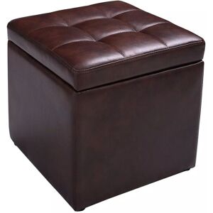 Costway Faux Leather Storage Ottoman Cube Pouffe Storage Toy Box Padded Foot Stool in Brown Brown Costway Faux Leather Storage Ottoman Cube Pouffe Storage Toy Box Padded Foot Stool in Brown Brown