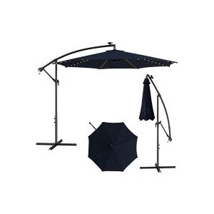Costway 3 m Patio Solar-Lighted 112 LED Cantilever Offset Umbrella W/ Crank Tilt in Navy Navy Costway 3 m Patio Solar-Lighted 112 LED Cantilever Offset Umbrella W/ Crank Tilt in Navy Navy